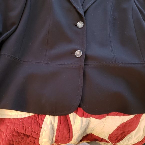 Talbots Navy Ponte Peplum Blazer sz 16 - Picture 2 of 7